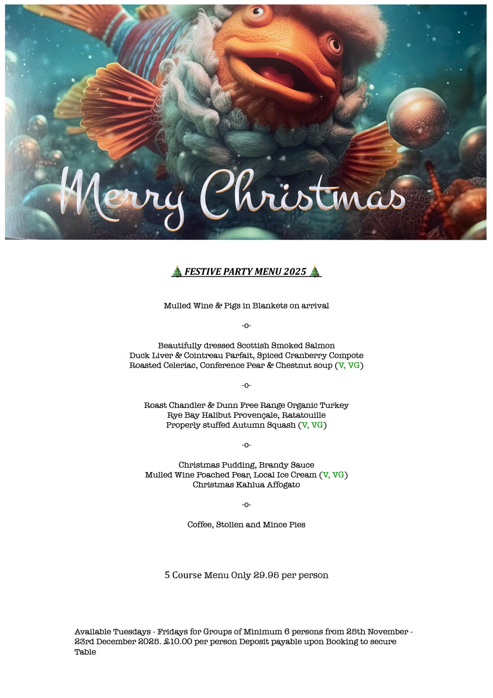 Image of Christmas Festive Party Menu