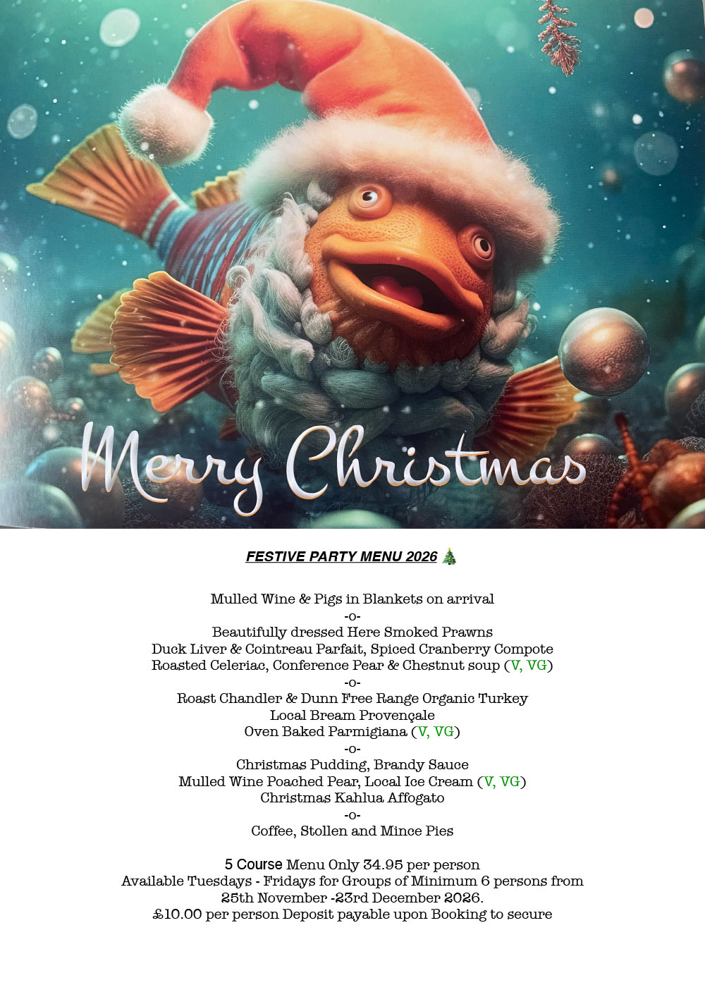 Image of Christmas Festive Party Menu